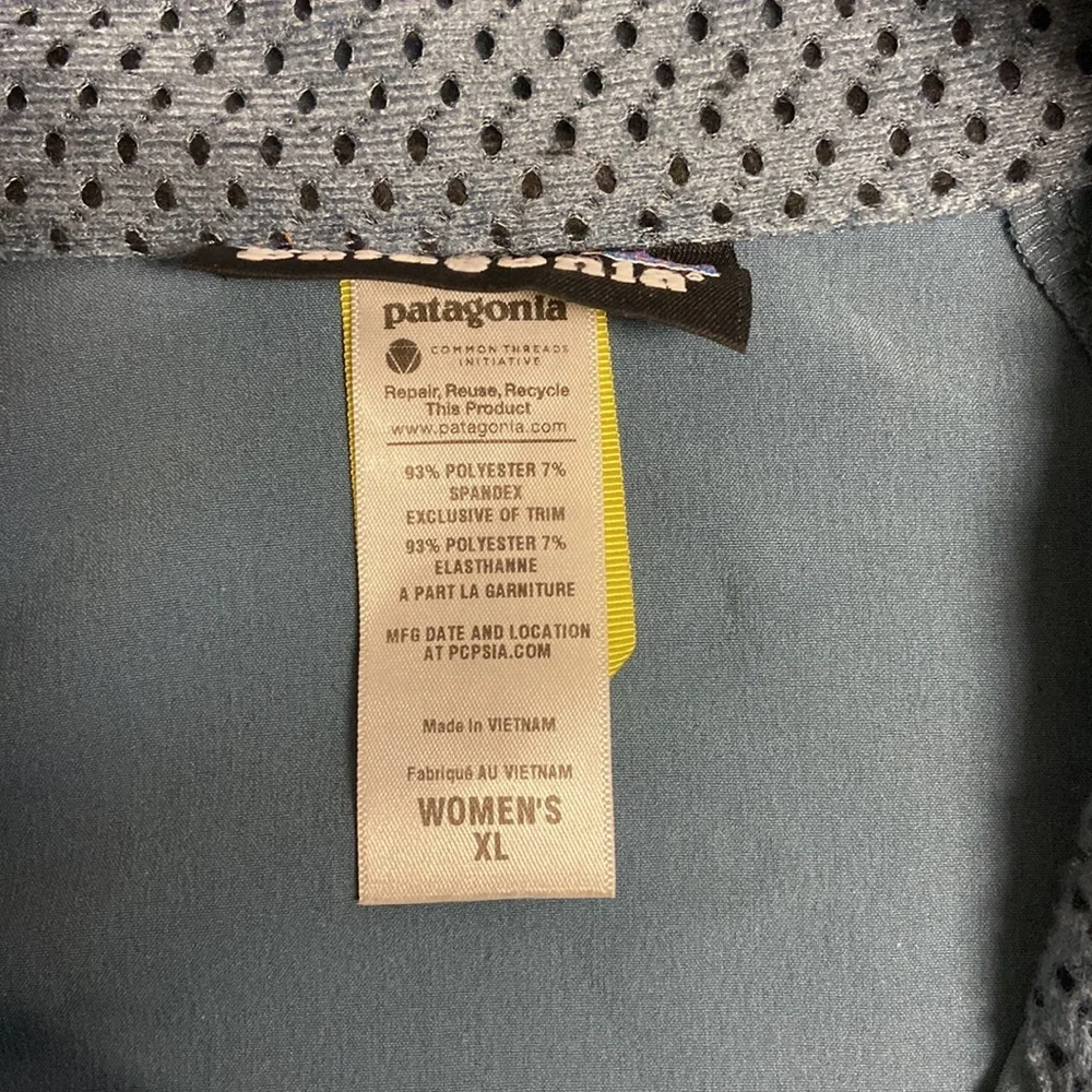 Patagonia Women Outdoor Zip Up Lightweight Shell Jacket Size XL Blue Lightweight